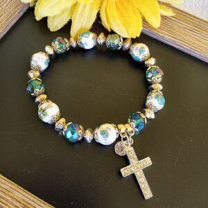 Lovely cross stretch beaded bracelet